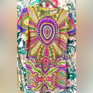 Gorgeous Alice and Trixie Silk Shift Dress Pink And Yellow Sz Medium